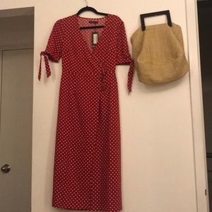Red Polka Dot Wrap Dress
